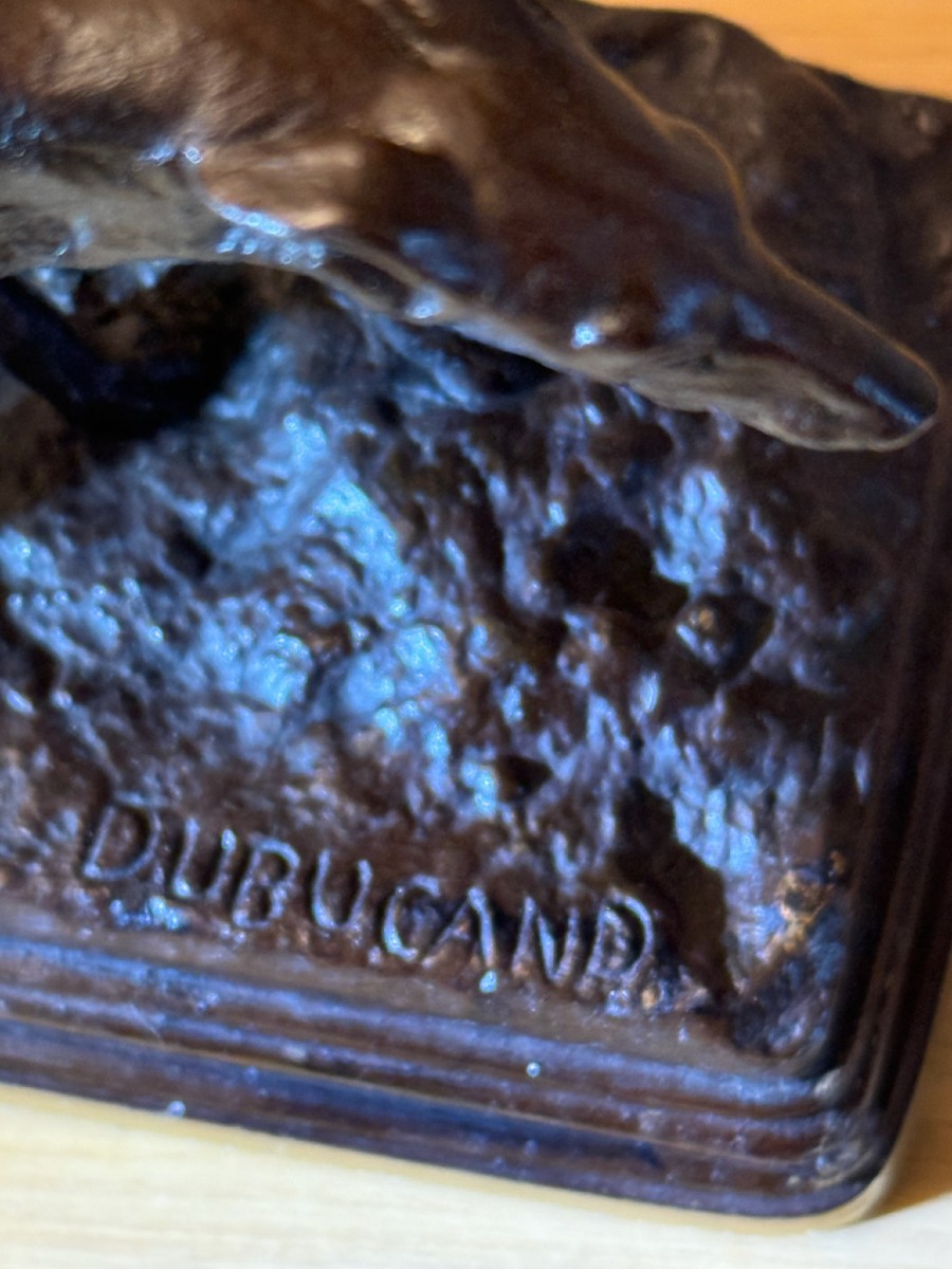 Alfred Dubucand - Group Of Two Greyhounds-photo-3