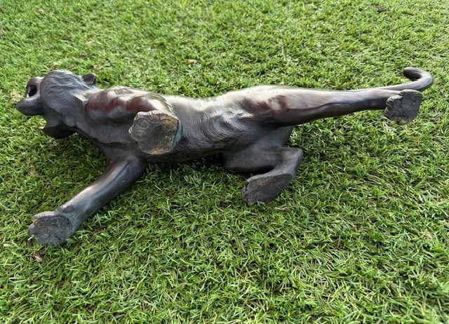 Tigre rugissant en bronze aux yeux en verre par TSUNEMITSU, Japon, période Meiji (1868-1912)-photo-4