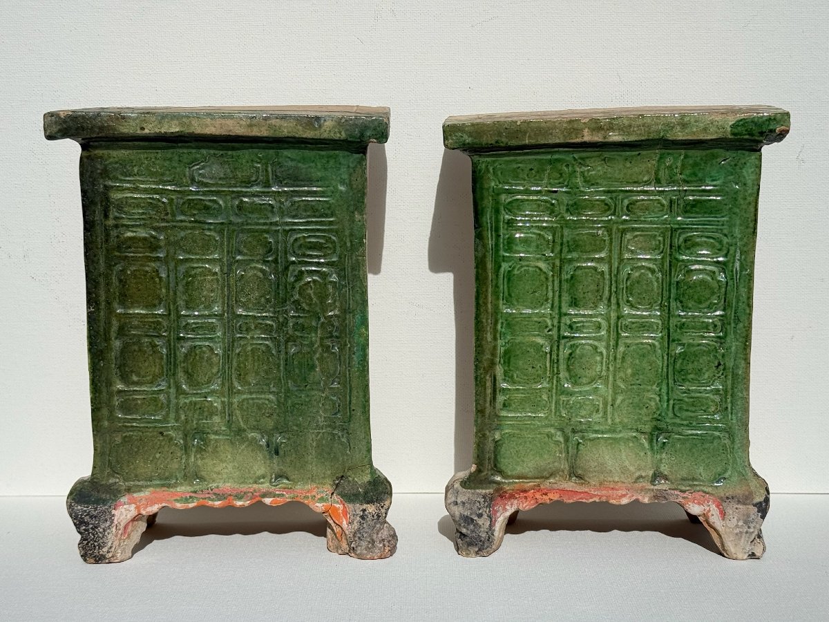 Chine, dynastie Ming (1368 - 1644) - Ensemble en terre cuite glaçurée polychrome-photo-3
