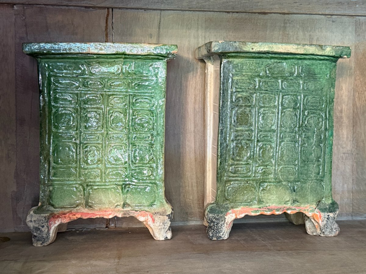 Chine, dynastie Ming (1368 - 1644) - Ensemble en terre cuite glaçurée polychrome-photo-6