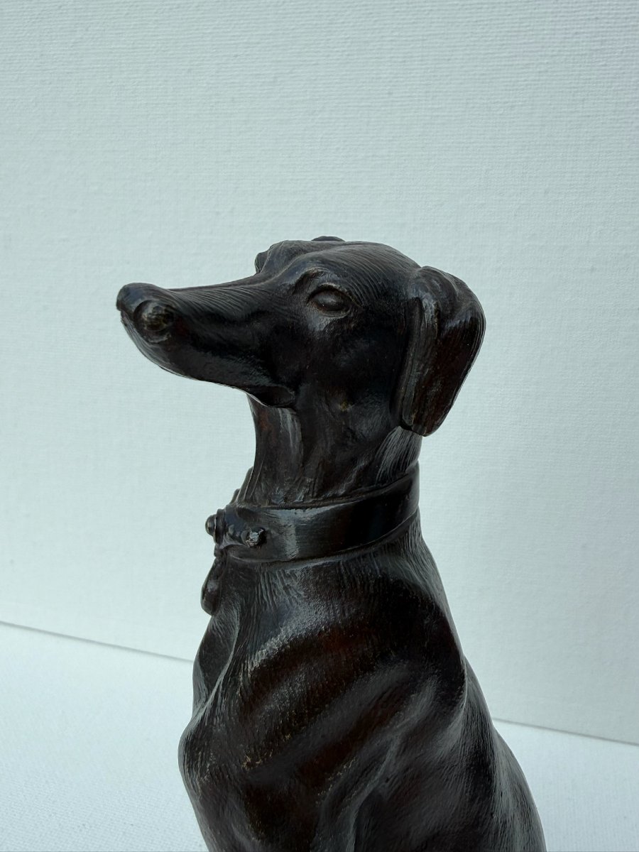A.L. Barye - Chien assis - Sculpture en bronze XIXe-photo-3