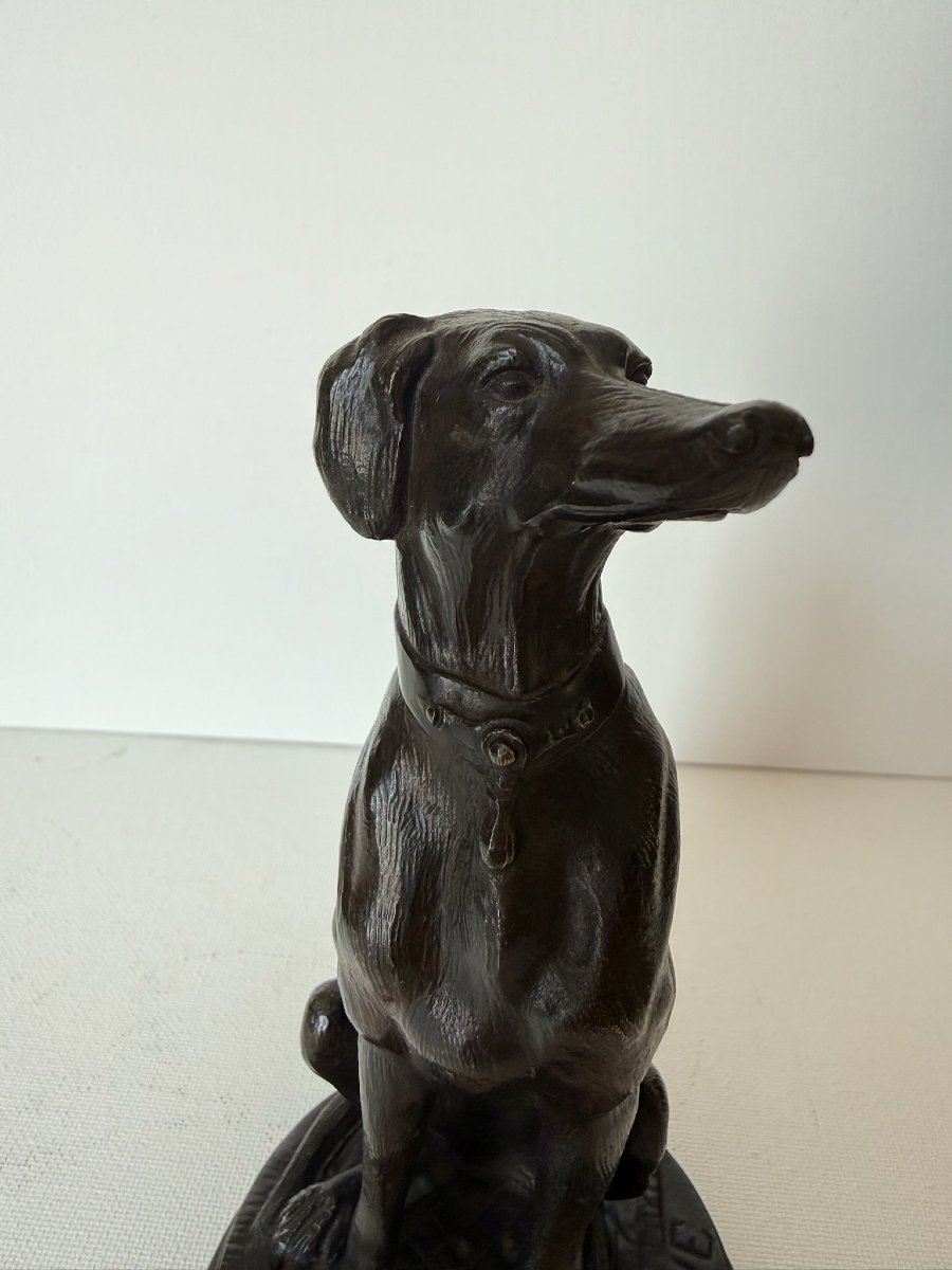 A.L. Barye - Chien assis - Sculpture en bronze XIXe-photo-4