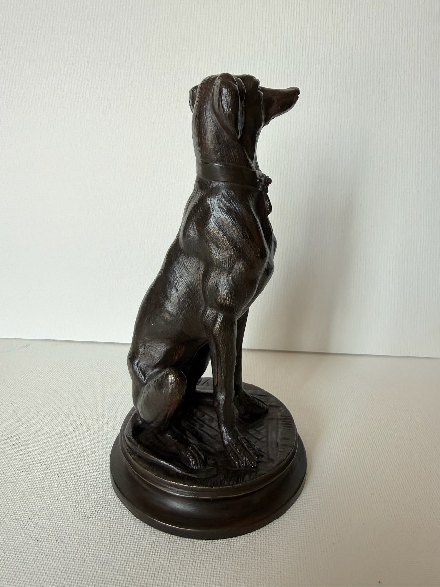 A.L. Barye - Chien assis - Sculpture en bronze XIXe-photo-2