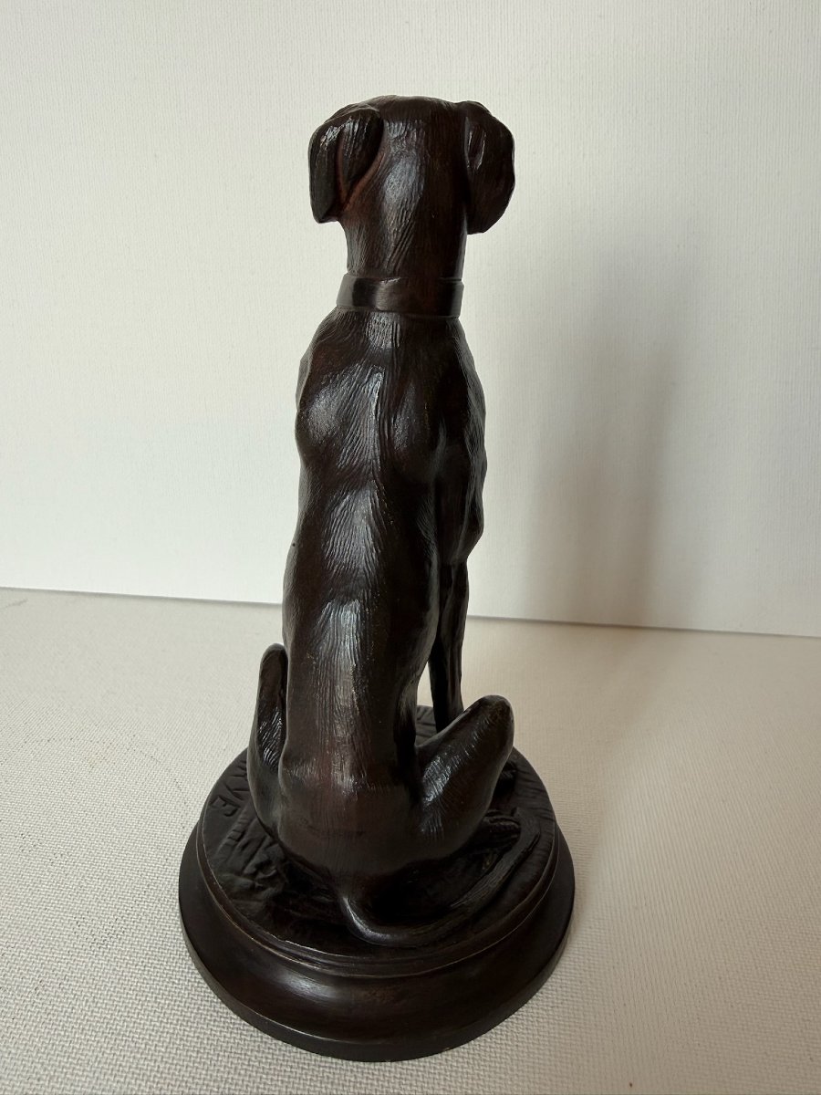 A.L. Barye - Chien assis - Sculpture en bronze XIXe-photo-3
