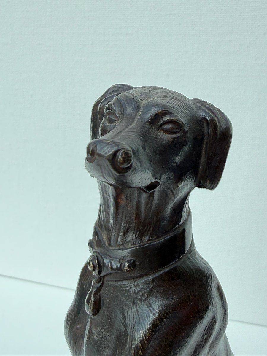 A.L. Barye - Chien assis - Sculpture en bronze XIXe