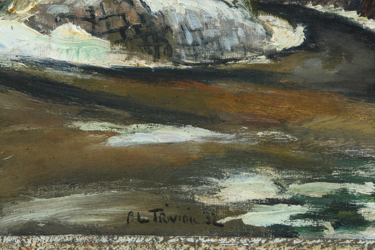 Landscape Painting Oil On Canvas From Le Trividic 1898-1960-photo-2