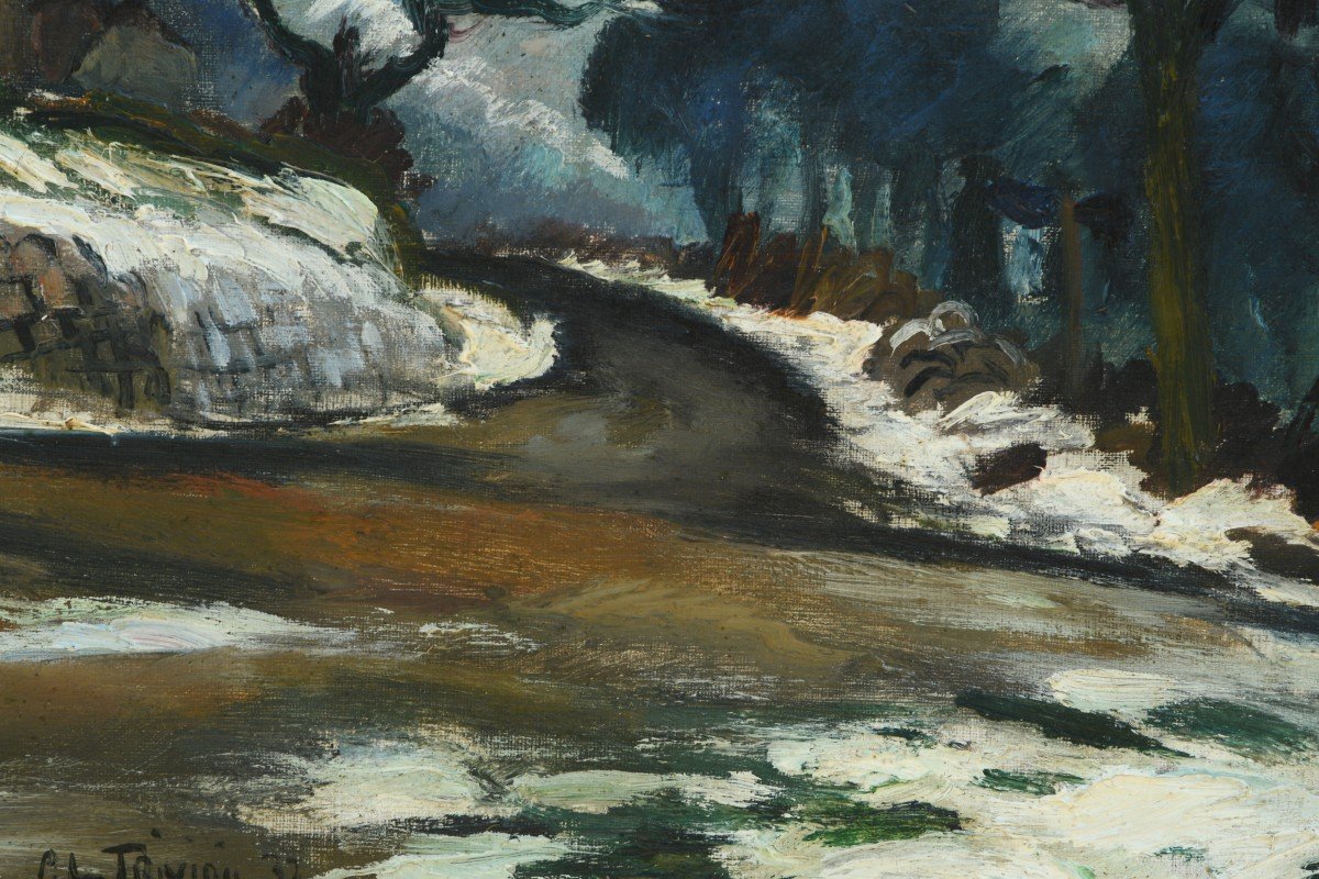 Landscape Painting Oil On Canvas From Le Trividic 1898-1960-photo-3