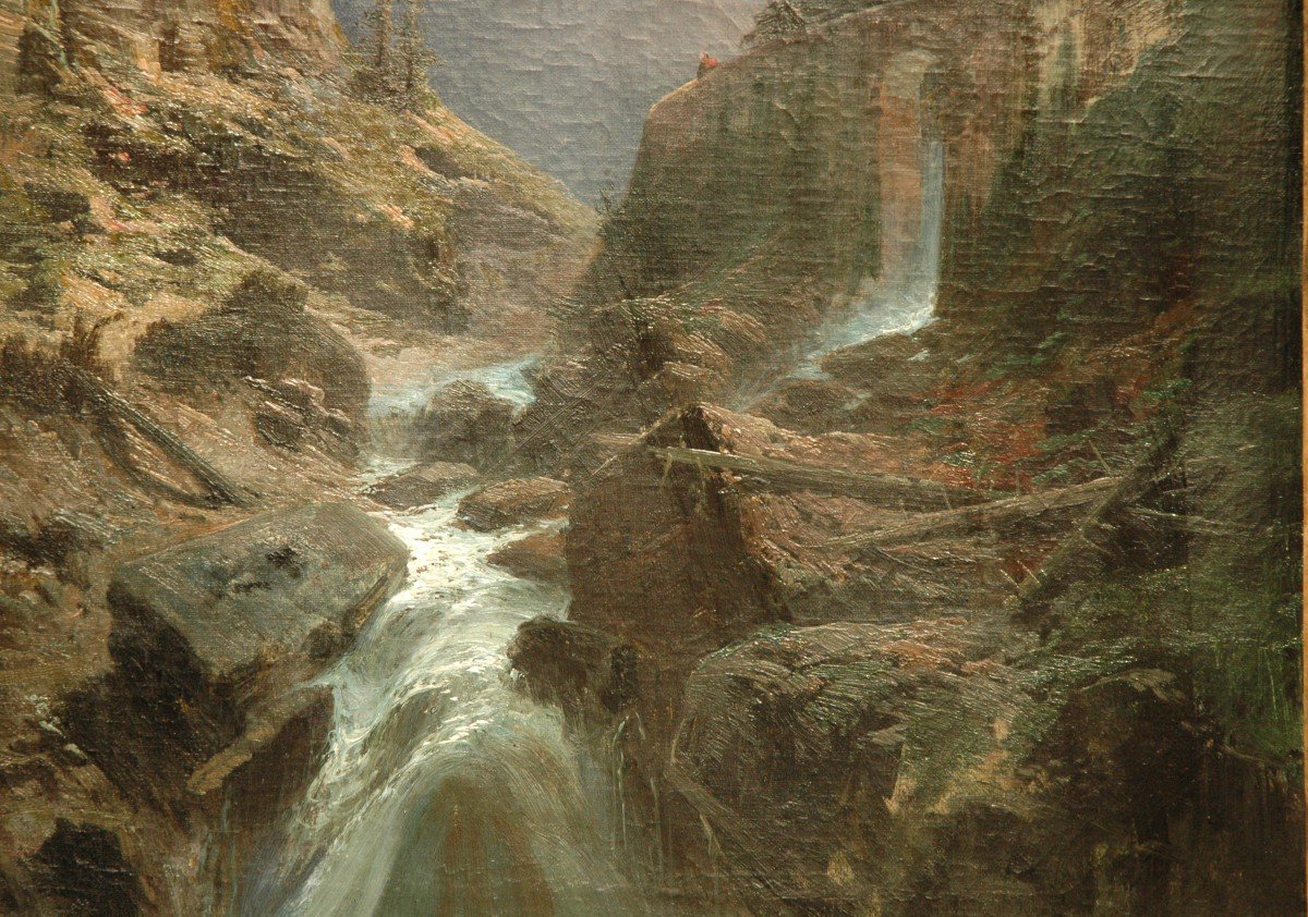 Table XIX Landscape Oil On Canvas By Godchaux-photo-2
