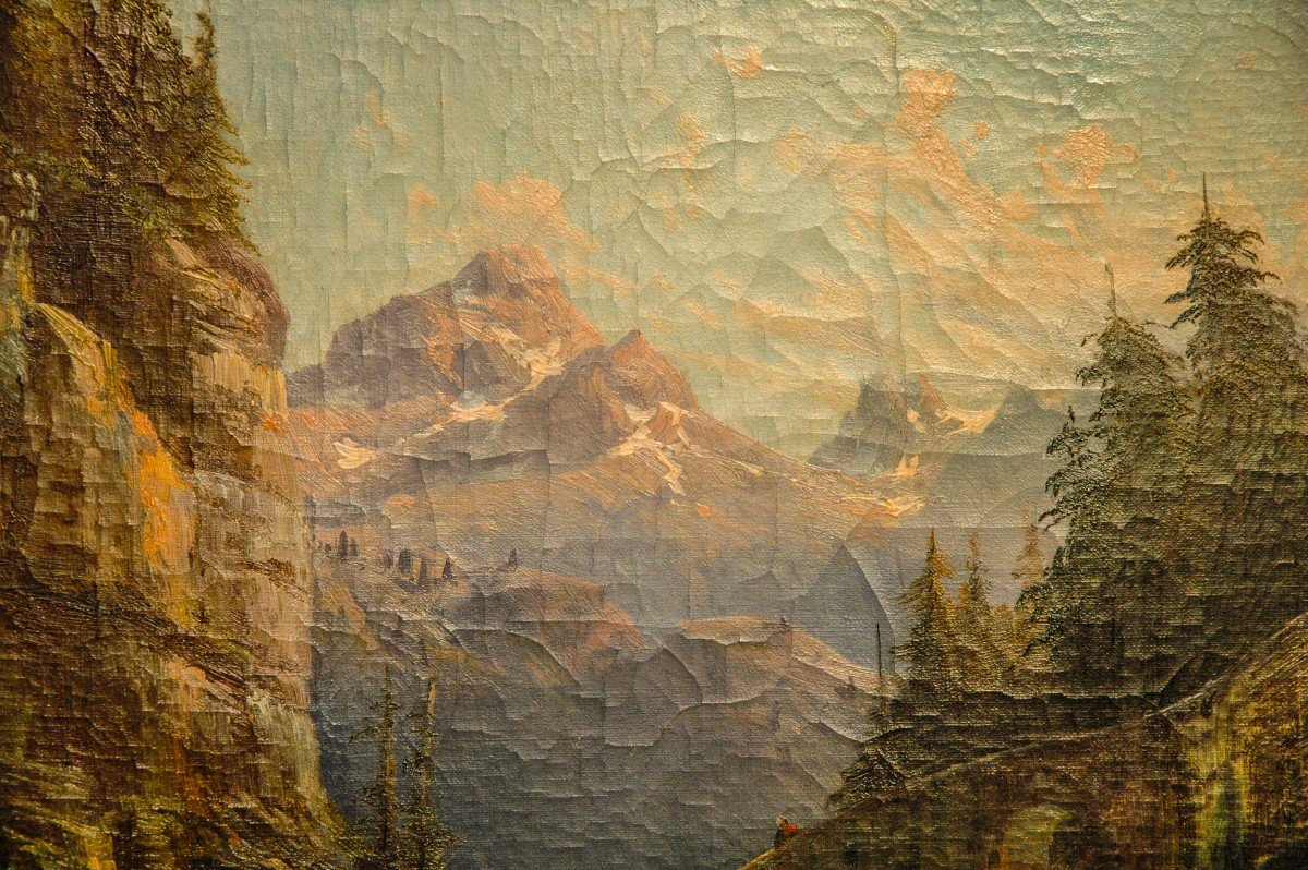 Table XIX Landscape Oil On Canvas By Godchaux-photo-4