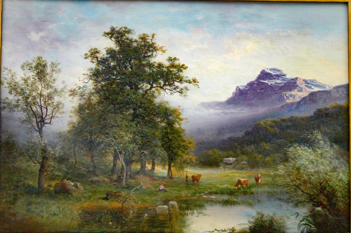 Table XIX Landscape Oil On Canvas By Hugard-photo-4