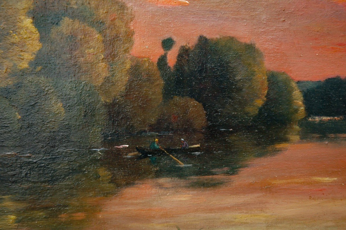 Tableau XIX Paysage Huile Sur Toile De Henri Jacques Delpy-photo-4