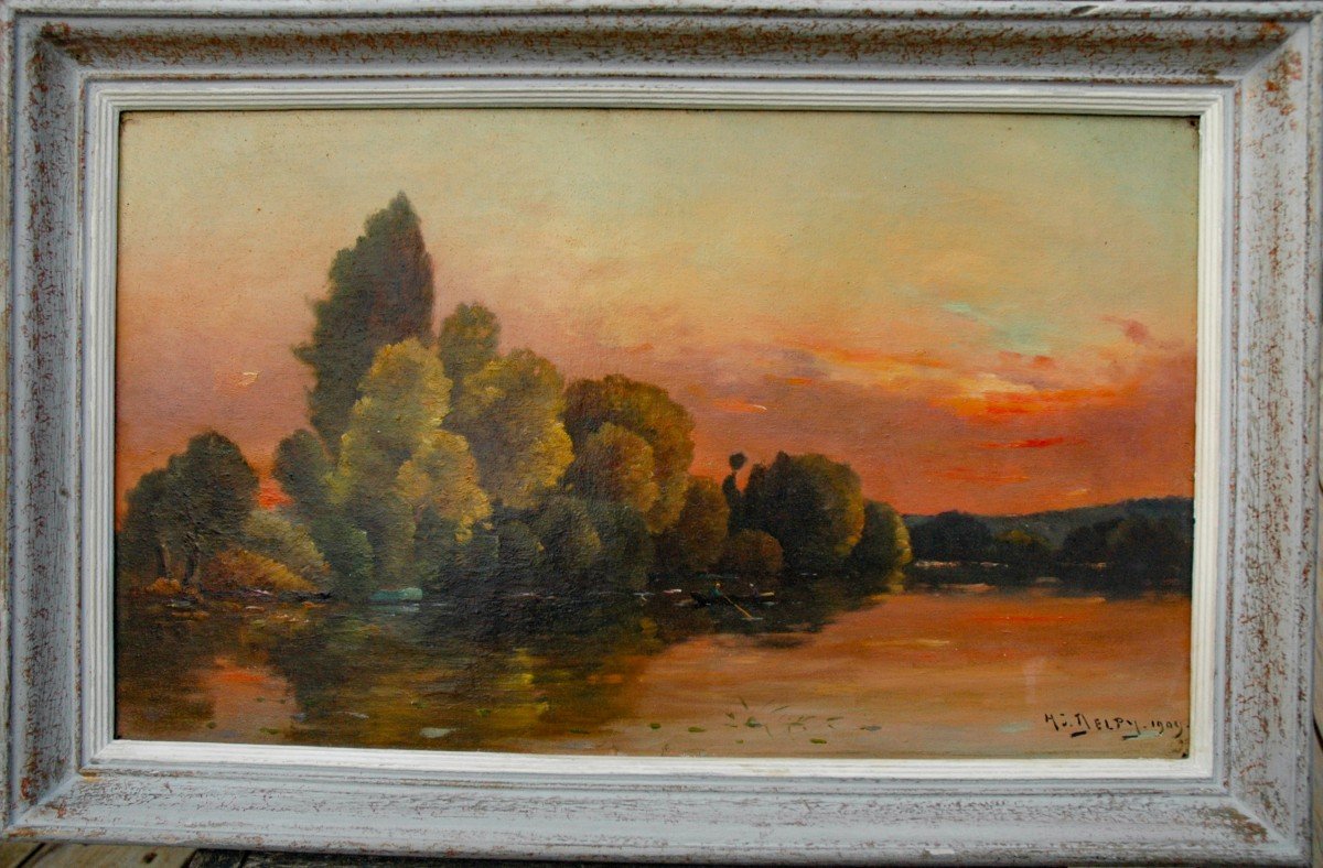 Tableau XIX Paysage Huile Sur Toile De Henri Jacques Delpy