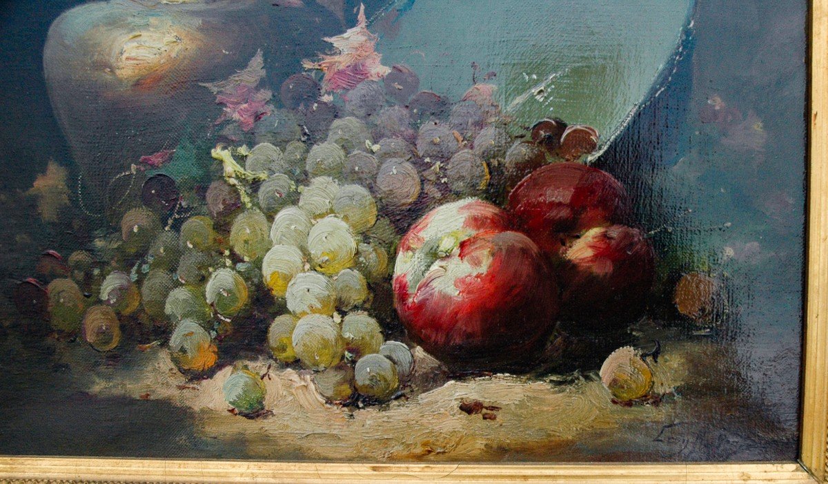 Table XIX Still Life Oil On Canvas By Léon Charles Huber-photo-7