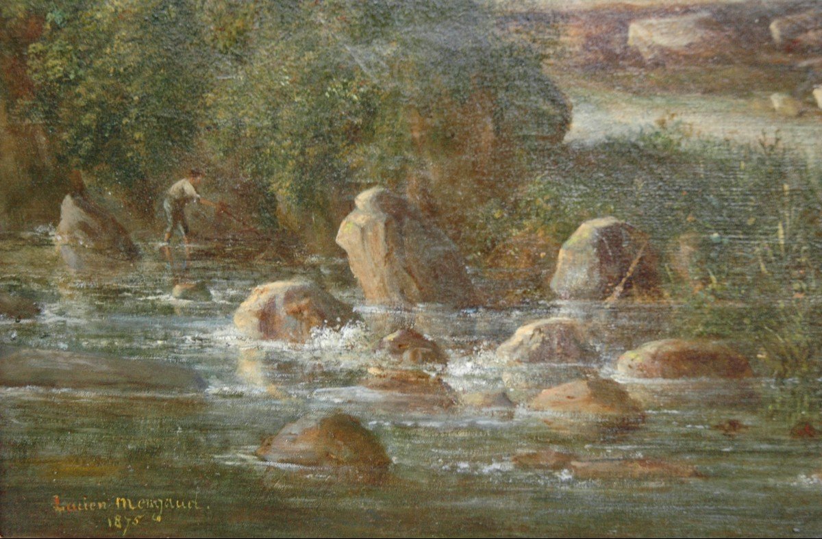 Tableau XIX Paysage Huile Sur Toile De Lucien Mengaud-photo-2