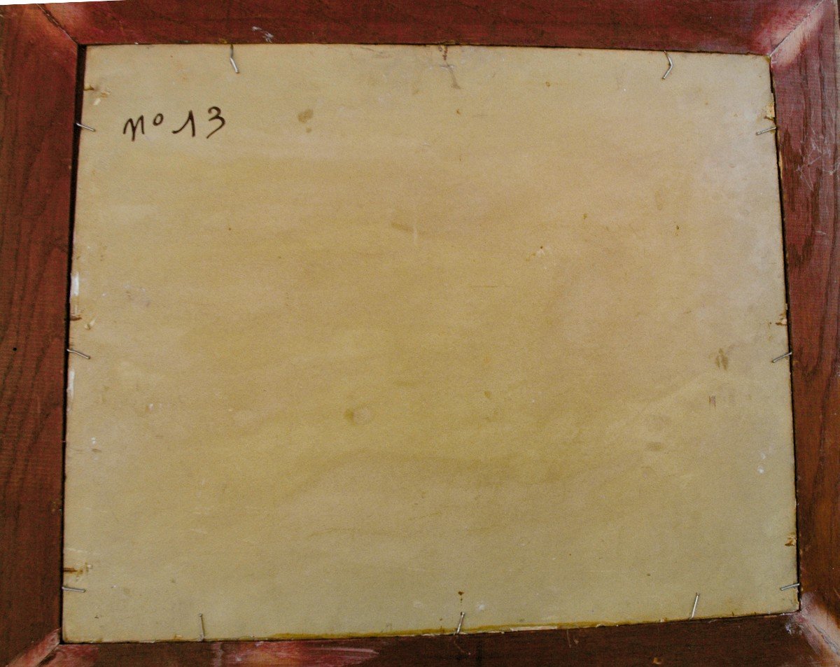 Table XIX Mountain Landscape Oil Thick Cardboard Signed By Etienne Albrieux-photo-1