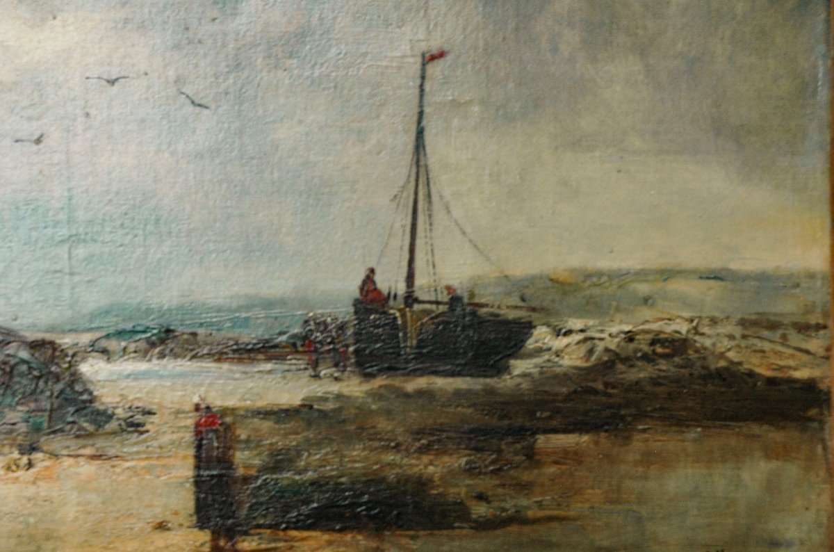 Marine Painting XIX Oil On Canvas Signed-photo-2