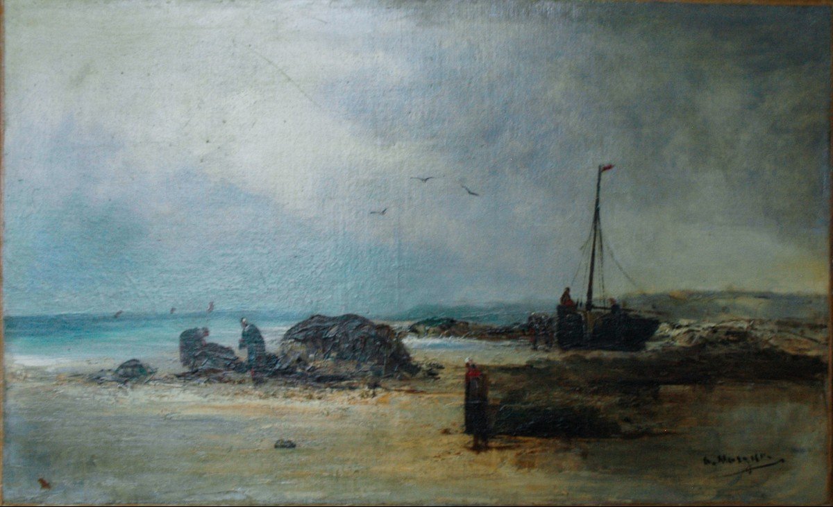 Tableau Marine XIX Huile Sur Toile Signé-photo-3