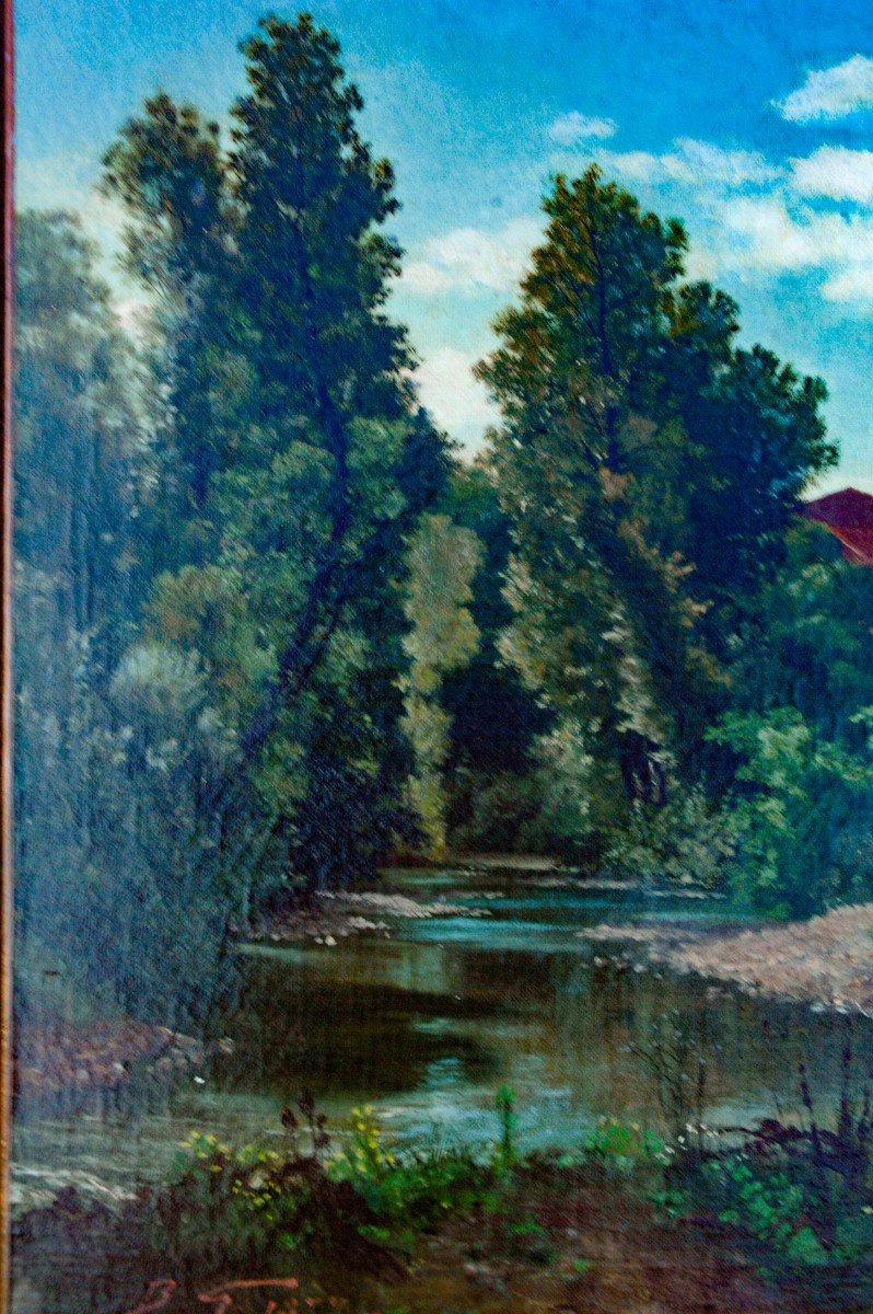 Tableau XIX Paysage Huile Sur Toile Signé B.grenié-photo-3