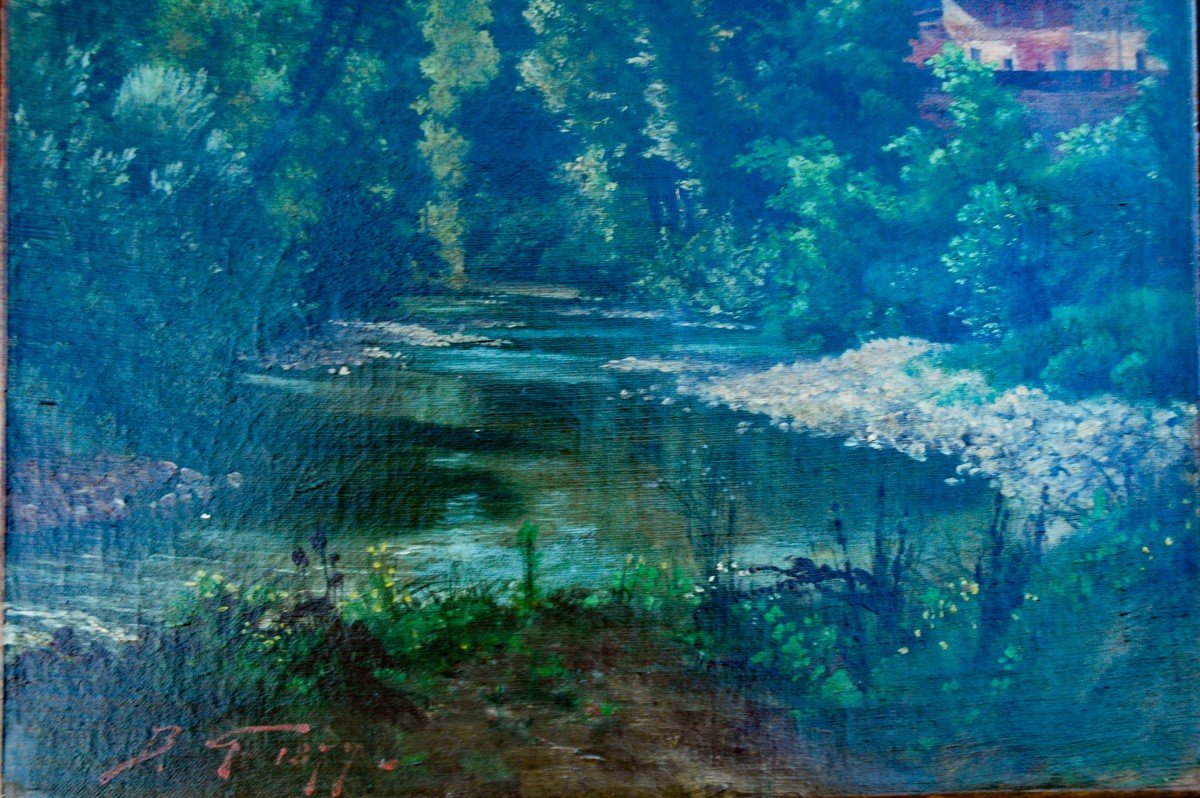 Tableau XIX Paysage Huile Sur Toile Signé B.grenié-photo-4