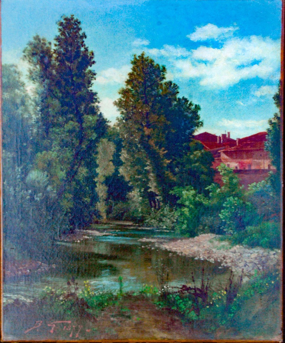 Tableau XIX Paysage Huile Sur Toile Signé B.grenié-photo-4