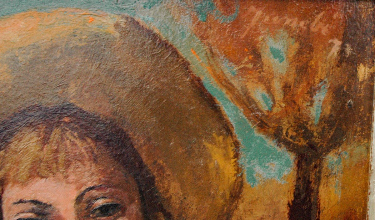 Tableau XX Portrait Signé Janebé-photo-2