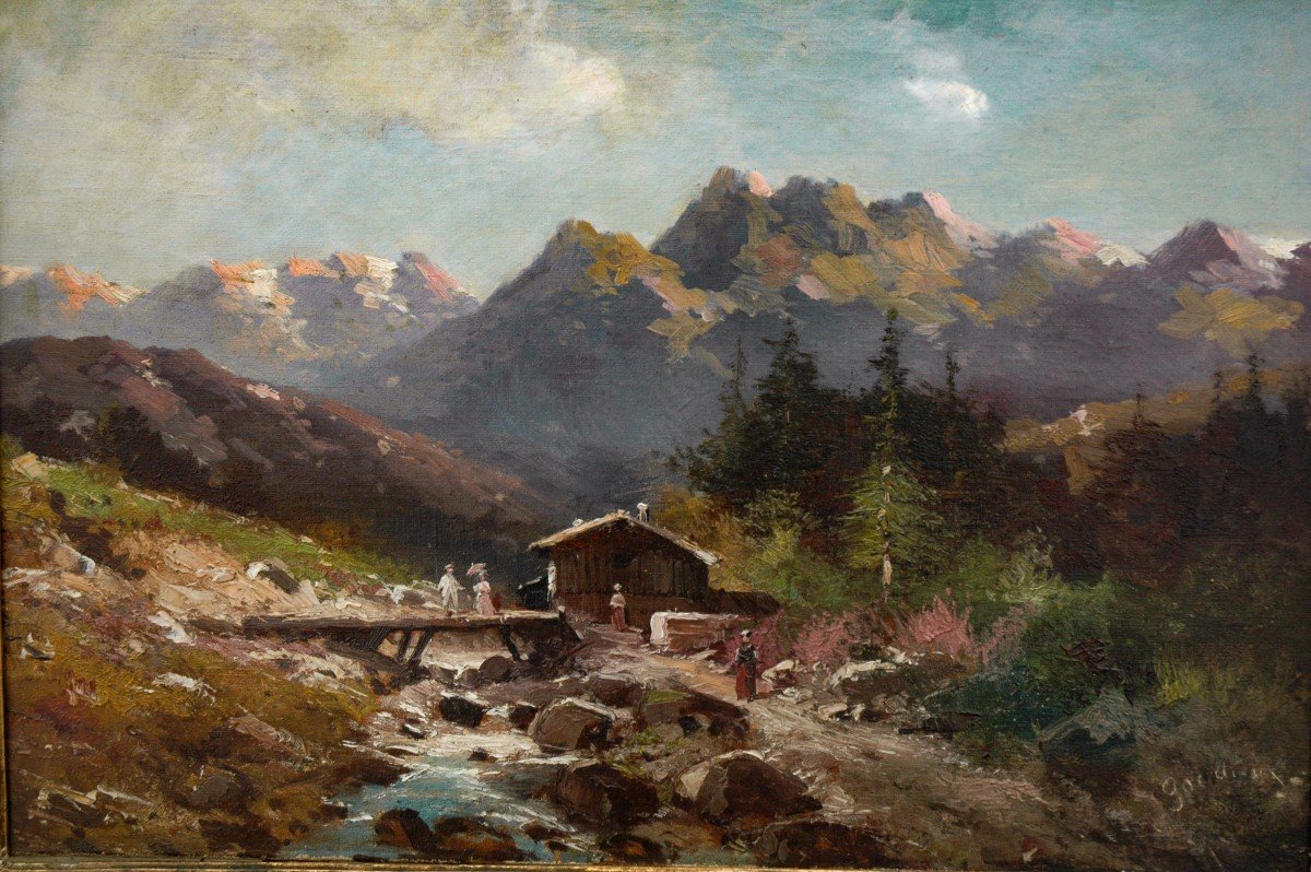 Tableau XIX Paysage Huile Sur Toile De Godchaux -photo-4