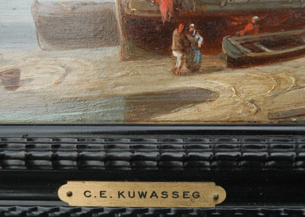Tableau XIX Marine Huile Sur Panneau De Charles Euphrasie Kuwasseg-photo-3