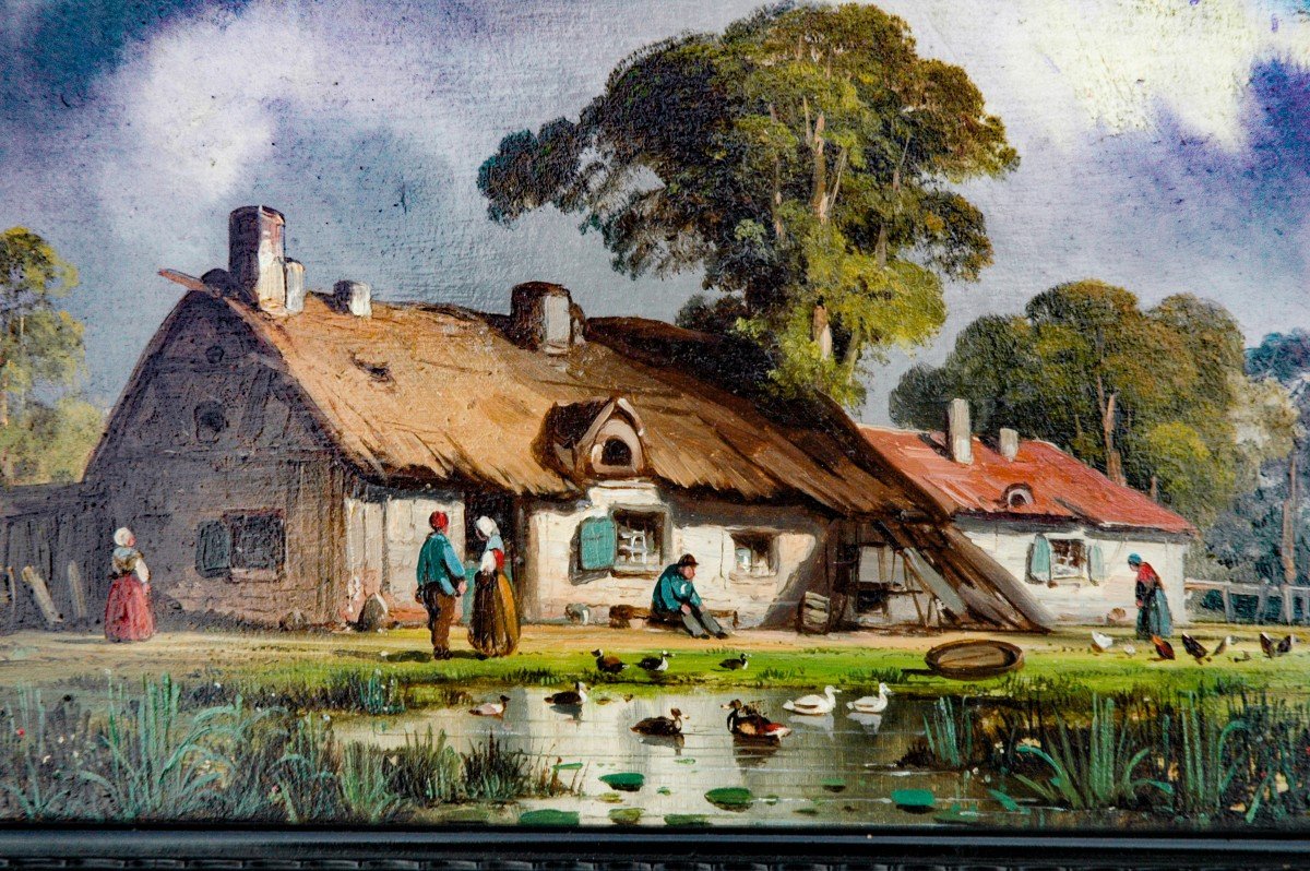Table XIX Landscape Animated Scene Oil On Canvas By Charles Euphrasie Kuwasseg-photo-3