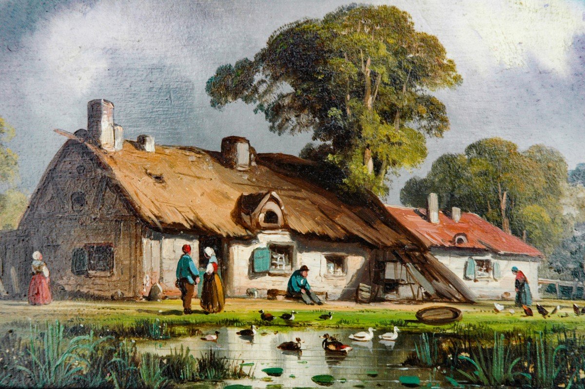Table XIX Landscape Animated Scene Oil On Canvas By Charles Euphrasie Kuwasseg-photo-5