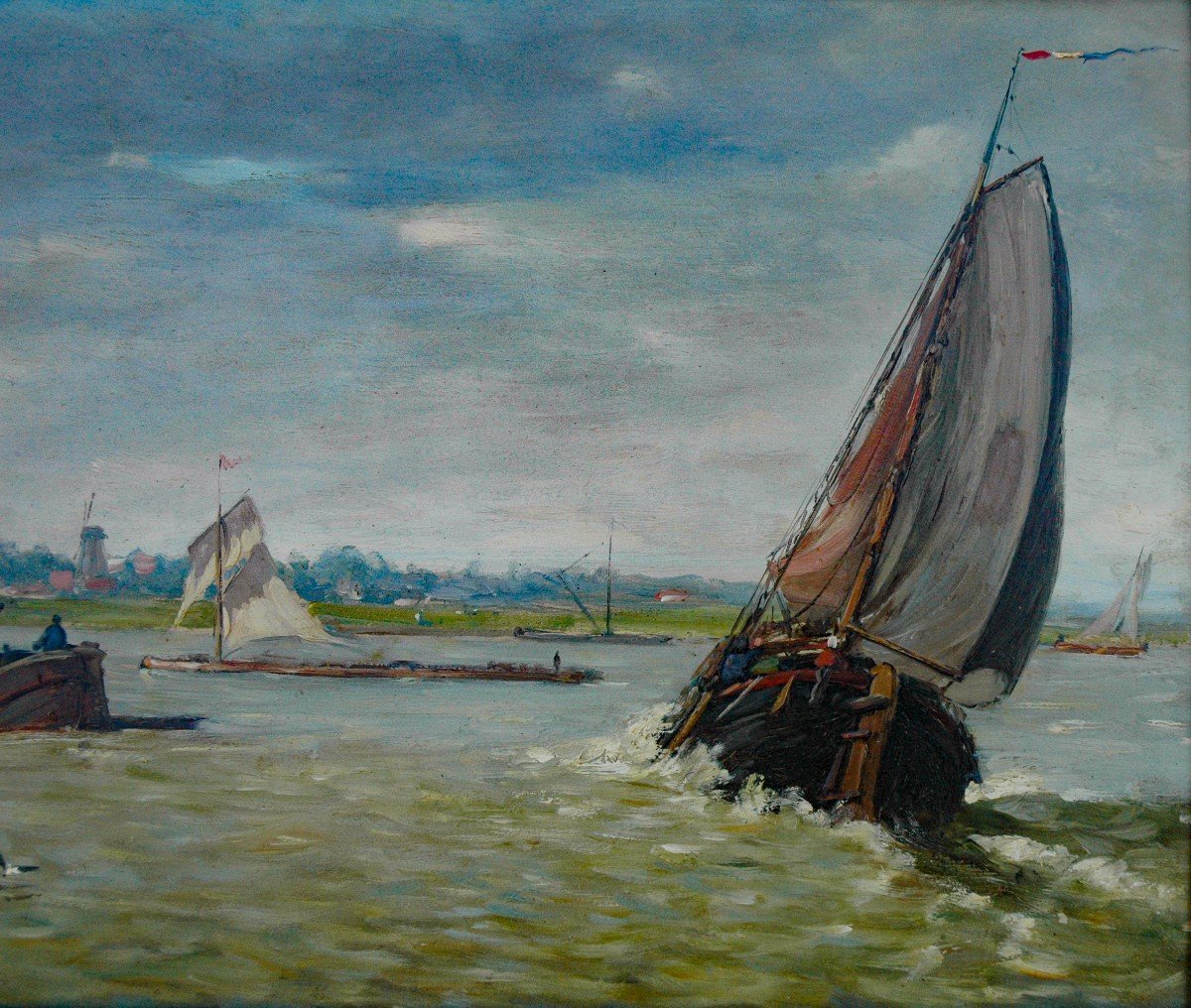 Marine Painting Hsp XIX Signed Hendrick Lodewijk Permeke-photo-5