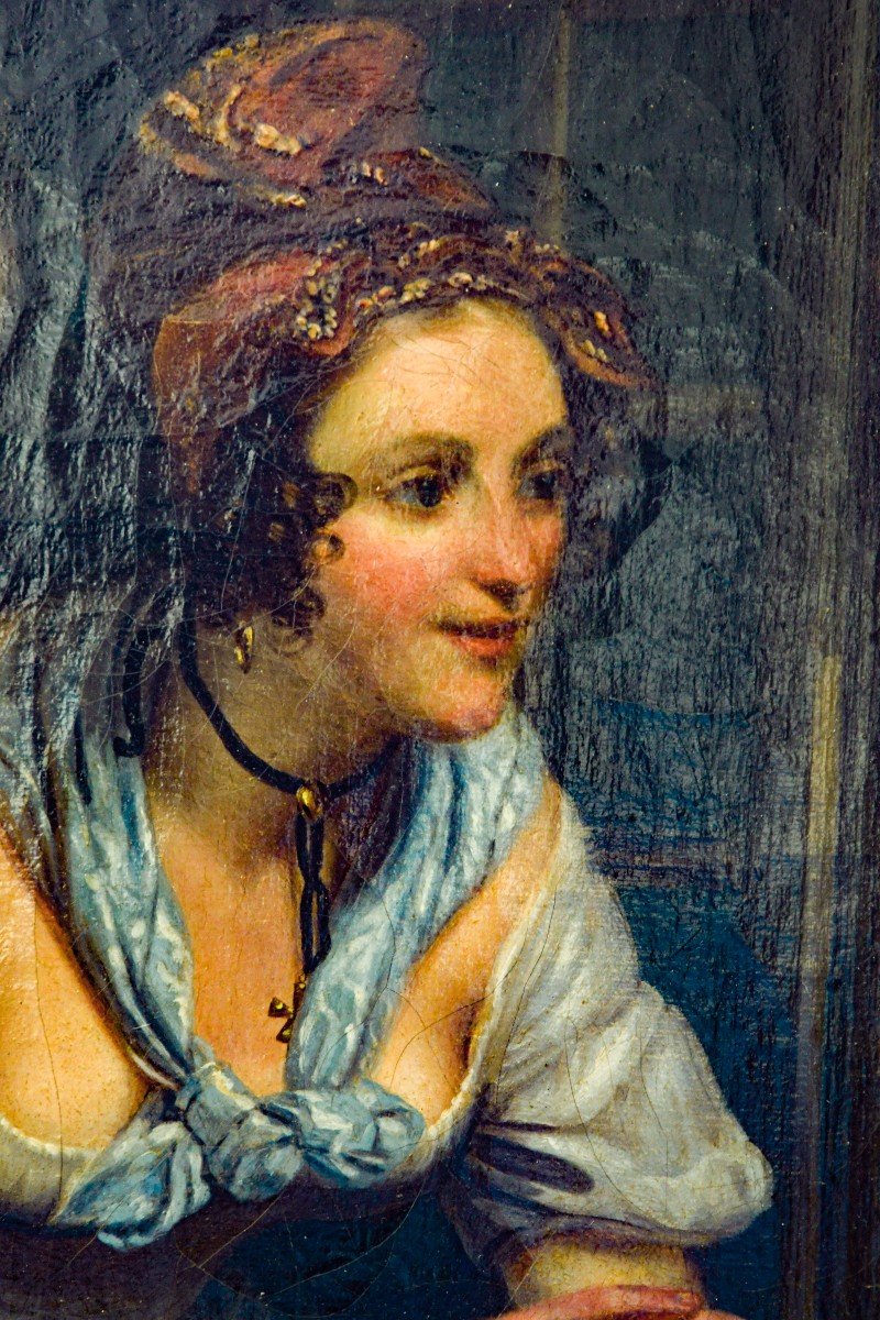 Berthier Jean-antoine XIX Deux Femmes à La Fenêtre-photo-2