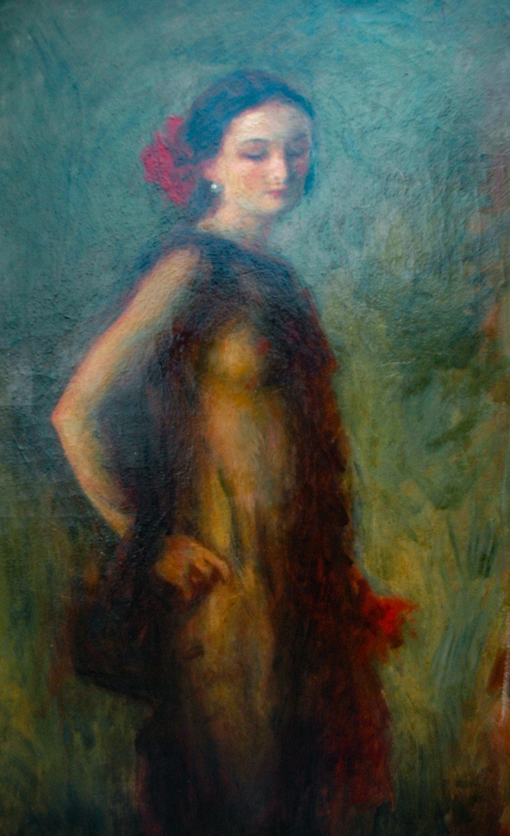 Lucien Mignon 1865-1944 Tableau  Portrait De Femme-photo-2