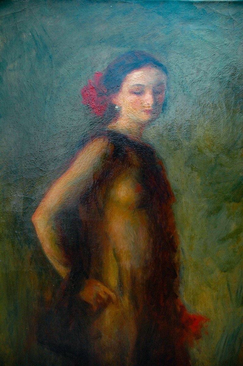 Lucien Mignon 1865-1944 Tableau  Portrait De Femme-photo-2