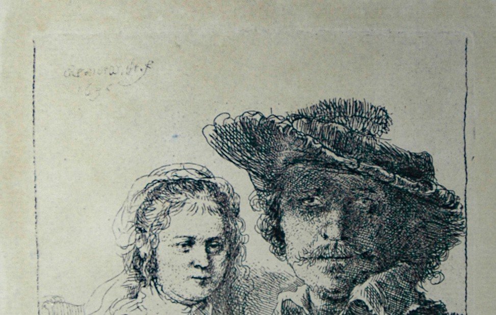 Van Rijn Rembrandt (1606-1669) Eau Forte Rembrandt Et Sa Femme Saskia 1636-photo-2