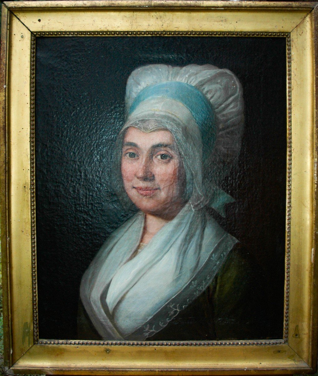 Portrait Femme XVIIIème élégante à La Coiffe