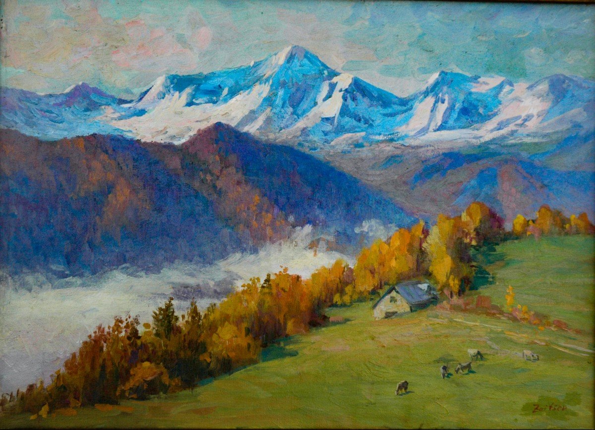 Tableau Hst Montagne Des Pyrénées De Sergueï Zaïtsev Peintre Russe-photo-4