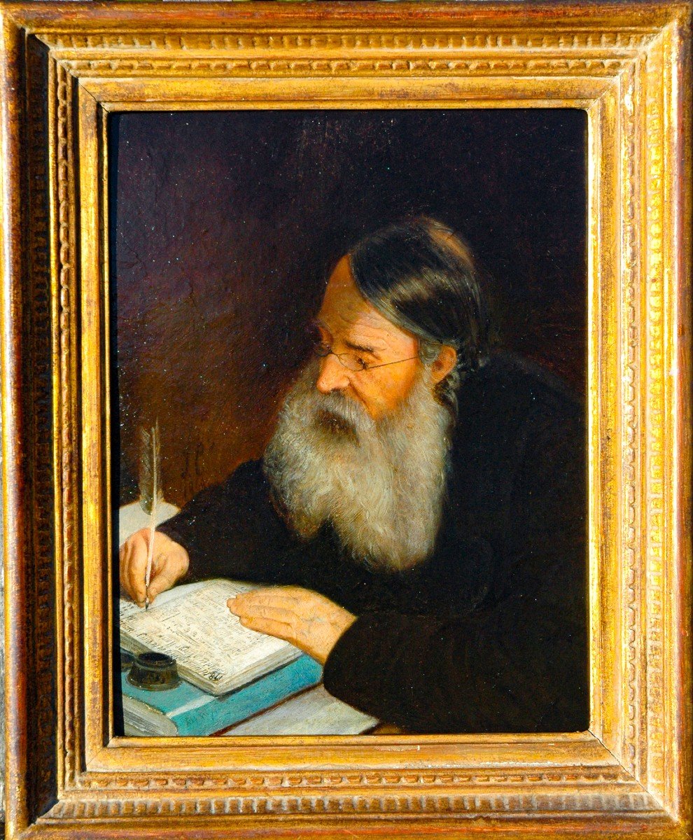 Table XIX Portrait Of Omme "the Scholar" Signed