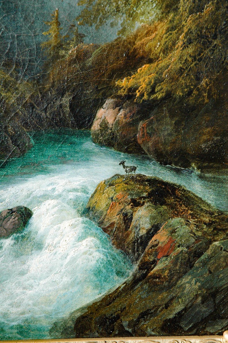 Tableau XIX Montagne Animée Signé (paire De Tableaux)-photo-4