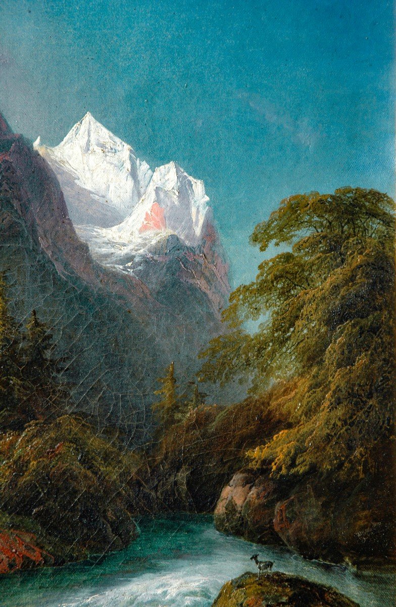 Tableau XIX Montagne Animée Signé (paire De Tableaux)-photo-5
