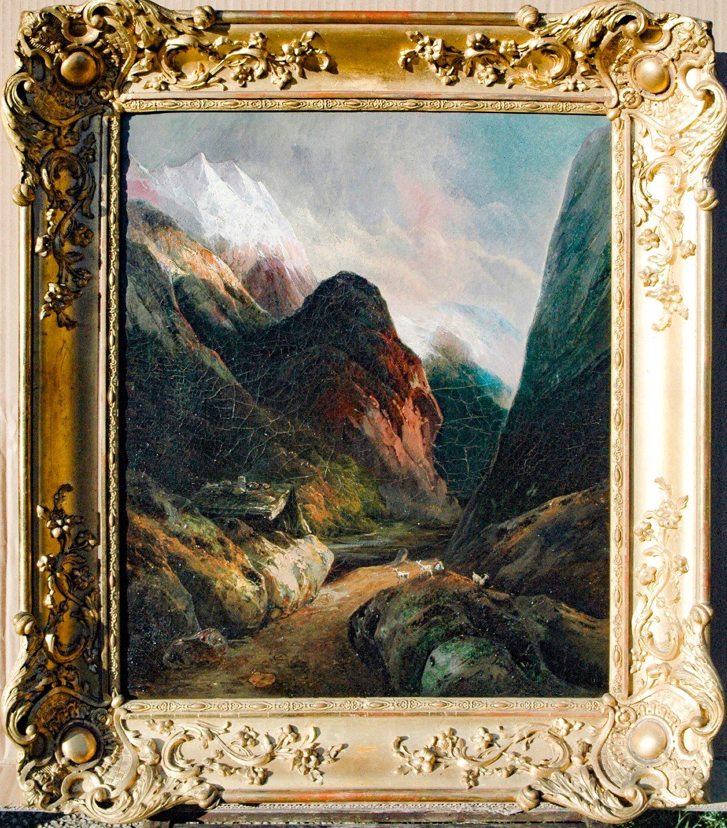 Table XIX Animated Mountain Signed (pair Of Painting)-photo-3