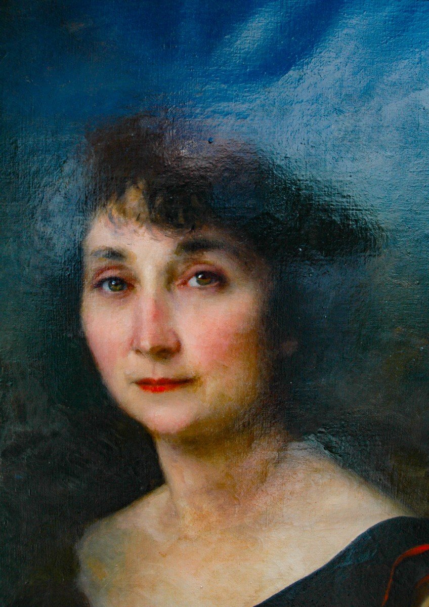Tableau Portrait Femmexix Huile Sur Toile Signée Charles Morance-photo-2