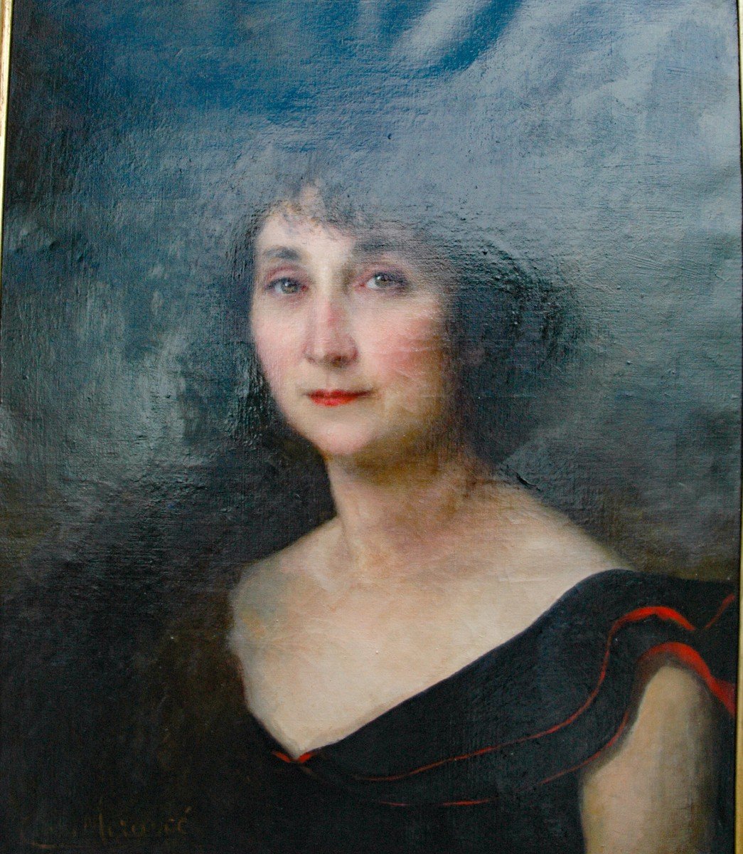 Tableau Portrait Femmexix Huile Sur Toile Signée Charles Morance-photo-2