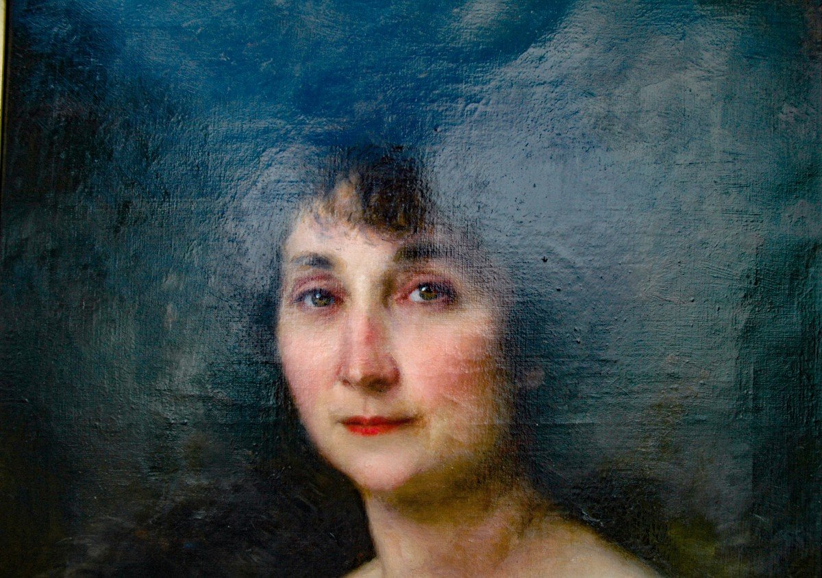 Tableau Portrait Femmexix Huile Sur Toile Signée Charles Morance-photo-3