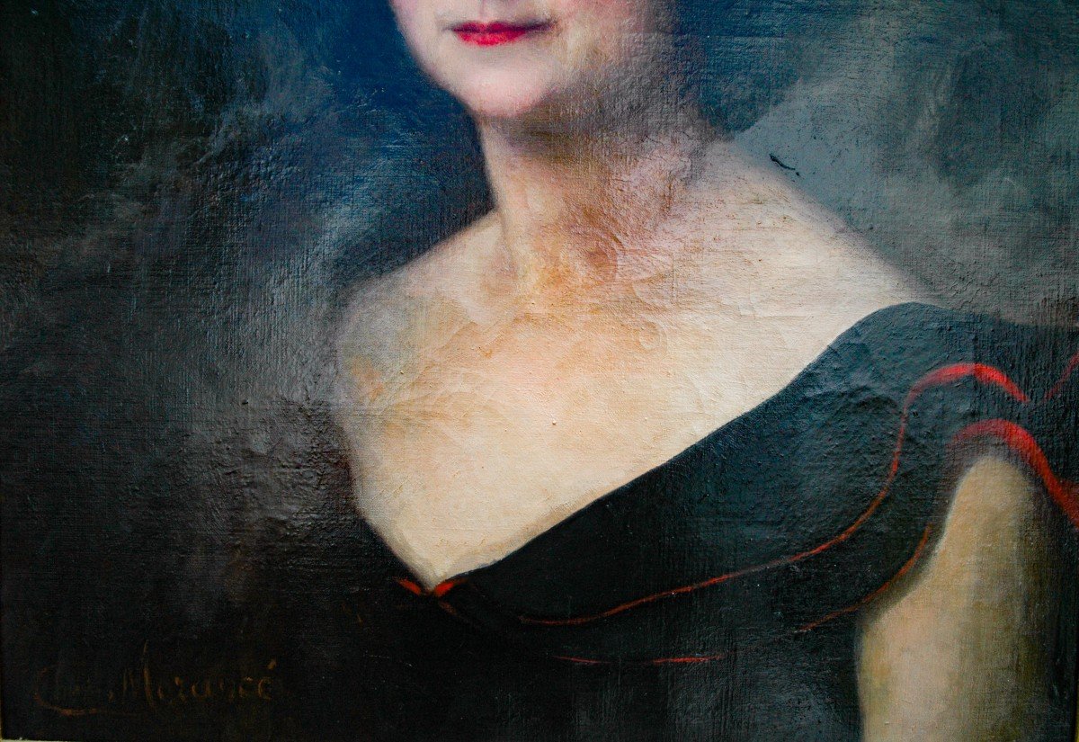 Tableau Portrait Femmexix Huile Sur Toile Signée Charles Morance-photo-4