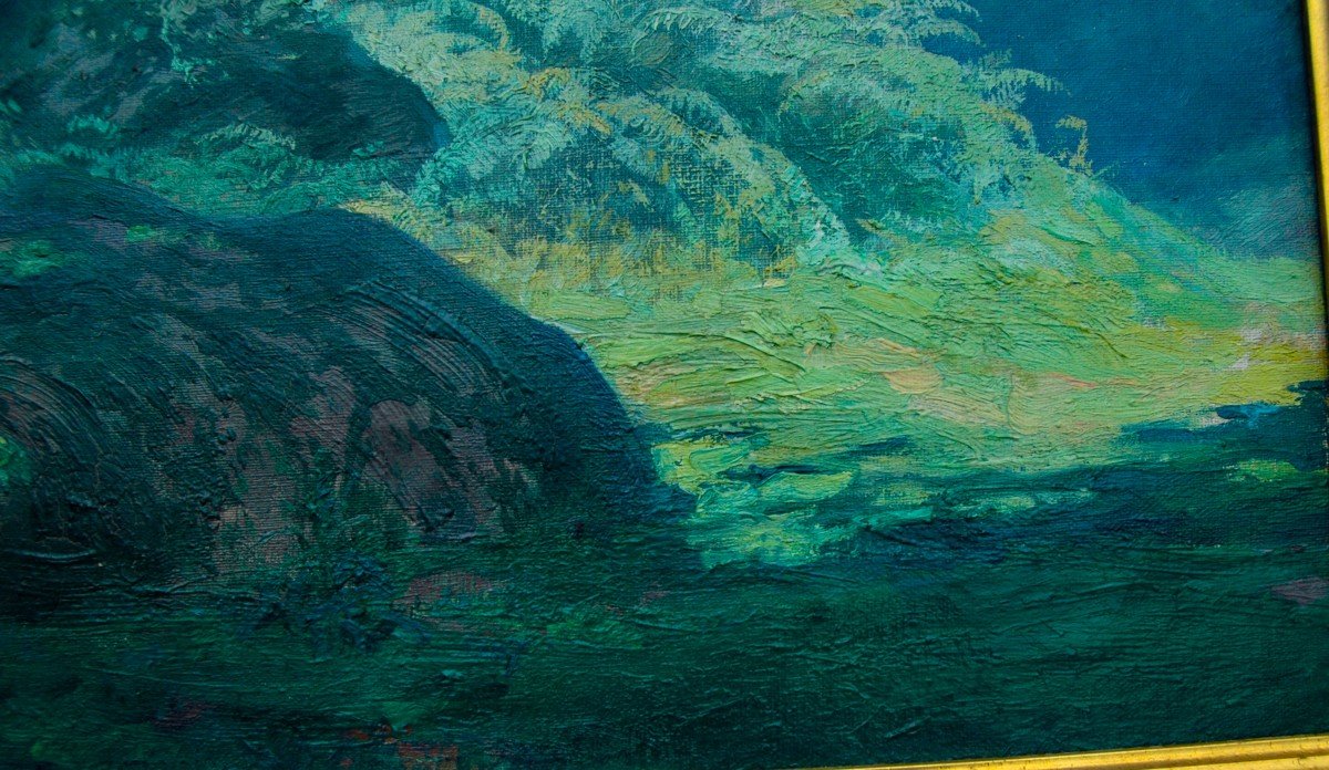 Late XIX Hst Painting Under Wood With Trace Of Signature-photo-3