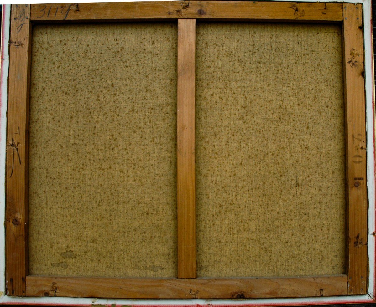 Late XIX Hst Painting Under Wood With Trace Of Signature-photo-1