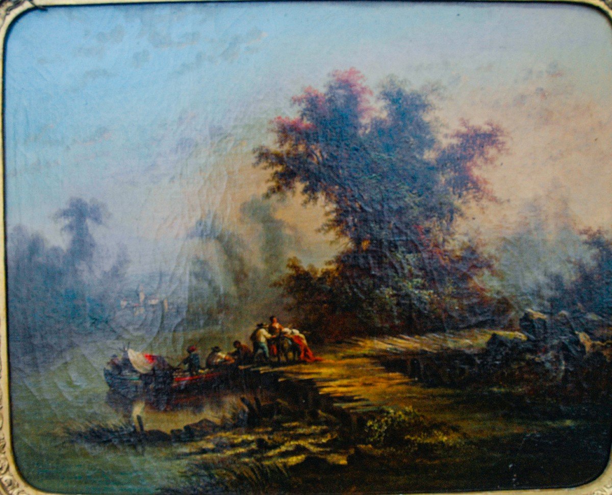 Tableau XVIII Hst Paysage Scène Animé-photo-4