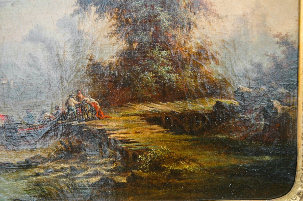 Tableau XVIII Hst Paysage Scène Animé-photo-4
