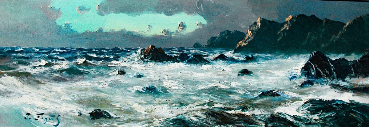 Tableau Marine Signé  Faget-germain XIX Huile Sur Isorel -photo-3