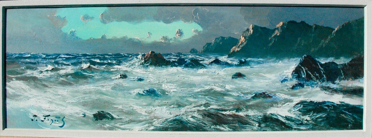 Tableau Marine Signé  Faget-germain XIX Huile Sur Isorel -photo-4